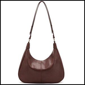 Vegan Leather Hobo Shoulder Bag Foldable Crossbody Tote Minimal Chic